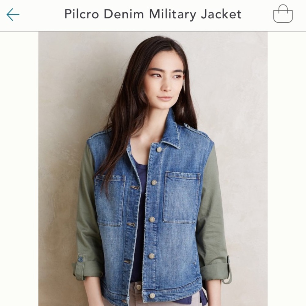 Anthropologie Military Inspired Denim Jacket